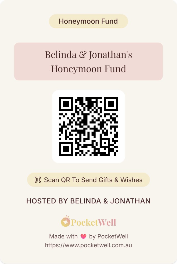 QR code for Belinda and Jonathan's Honeymoon Fund on PocketWell